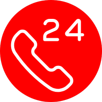 Symbolgrafik Telefonhörer mit 24h-Icon – Störungsdienst Elektrotechnik Rulofs GmbH